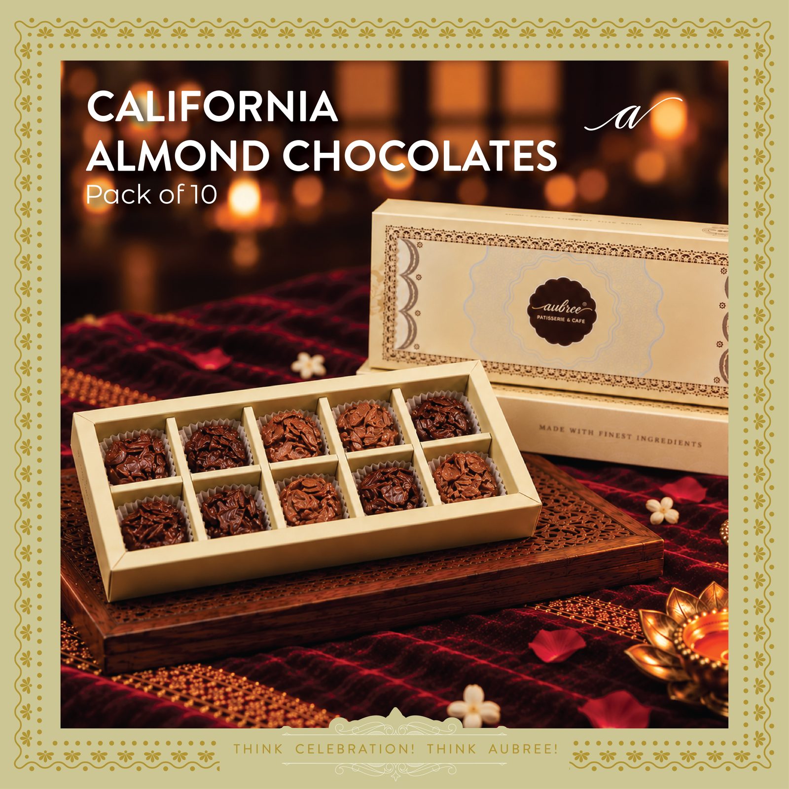 CALIFORNIA ALMOND CHOCOLATES - PACK OF 10